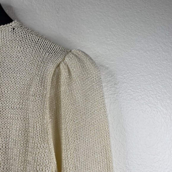 Vintage Nannell Sweater Women's Ivory S Beaded Sequins Hand Knit Dynasty 80's - Picture 8 of 14